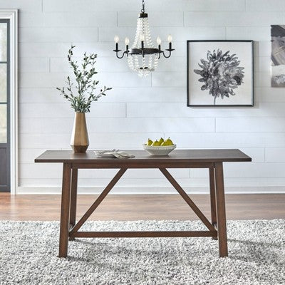  Davidson Modern Rectangular Farmhouse Dining Table Rustic Brown - Buylateral