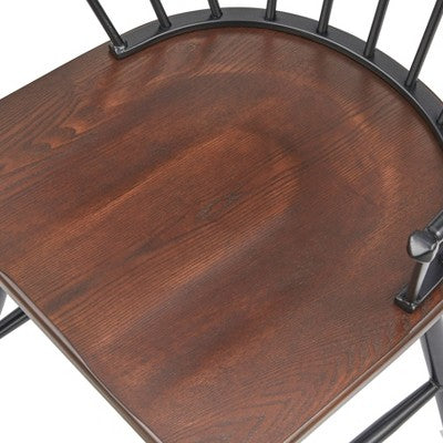  Set Of 2 Milo Windsor Metal With Wood Seat Dining Armchairs Black/Espresso Brown - Buylateral