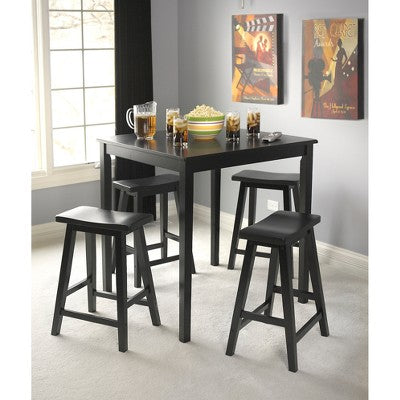  5pc Atmore Saddle Counter Height Dining Sets - Black - Buylateral
