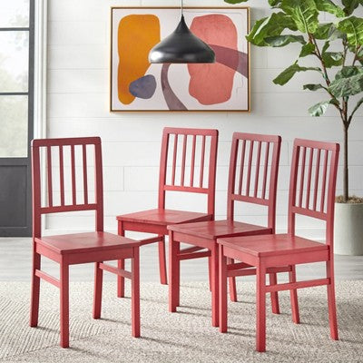  Set Of 4 Camden Wood Slat Back Dining Chairs - Buylateral