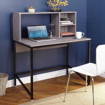  Ora Desk With Hutch - Black/Gray - Buylateral