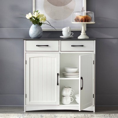  Dalton 2 Door Buffet Cabinet White/Charcoal Gray - Buylateral