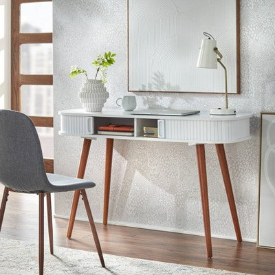  Edie Desk - White/Walnut - Buylateral