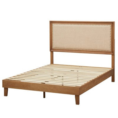  Queen Shaye Upholstered And Rustic Wood Bed - Buylateral
