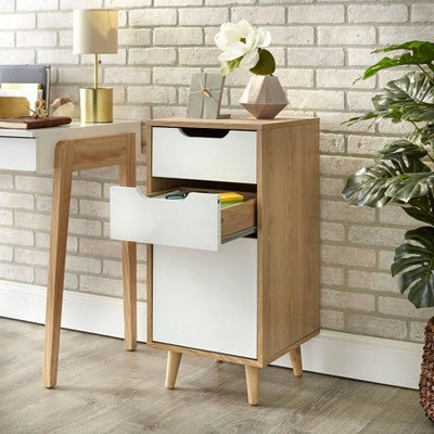  Este 3 Drawer Filing Cabinet Natural/White - Buylateral