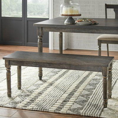  6pc Burntwood Parson Dining Set With Bench Weathered Gray - Buylateral