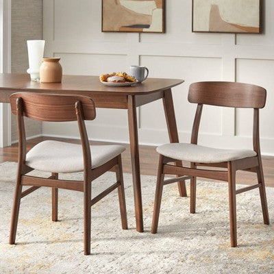  Buylateral Set Of 2 Wave Solid Rubberwood Dining Chairs