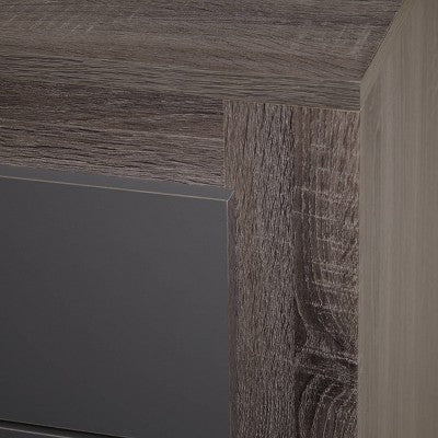  Buylateral Maya Night Stand Dark Sonoma Oak/Gray: Contemporary 2-Drawer, Laminated Surface, 18.7" Height