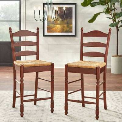  Set Of 2 24" Ladder Back Counter Height Barstools - Buylateral