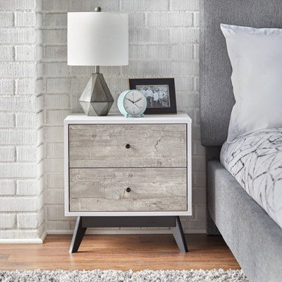  Crislana Mid-Century Nightstand White/Weathered Gray - Buylateral