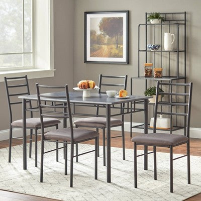  5pc Liv Rectangular Dining Set Black/Gray - Buylateral