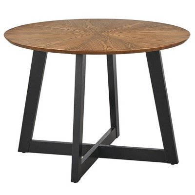  5pc Jonas Round Dining Set Walnut/Gray/Black - Buylateral