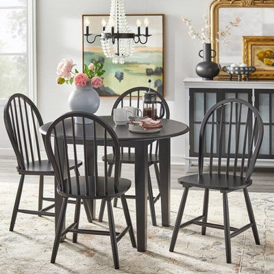 5pc Chadwick Drop Leaf Dining Set With 4 Windsor Chairs - Buylateral