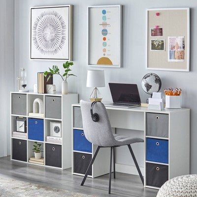  7.5" Utility Bookcase With 5 Fabric Bins - Buylateral