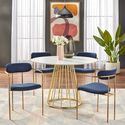  Marsai Round Dining Table White/Gold - Buylateral