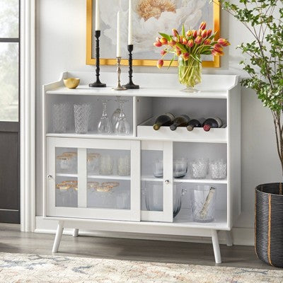  Dublin Bar Cabinet With Sliding Glass Doors White - Buylateral