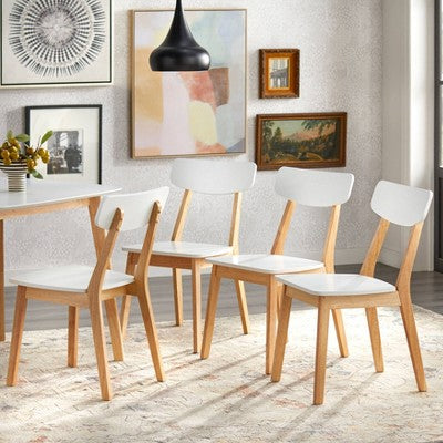  5pc Perla Dining Set White/Natural - Buylateral