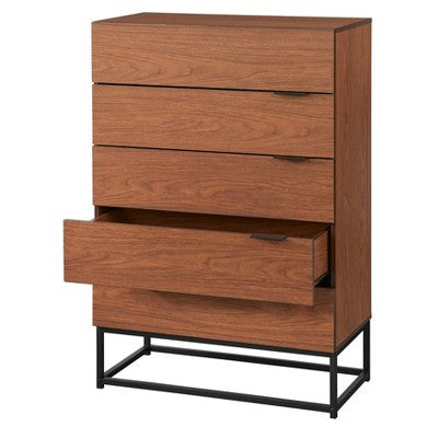  Noble 5 Drawers Chest Walnut - Buylateral