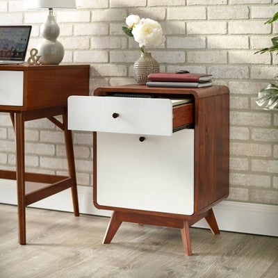  Cassie 2 Drawer File Cabinet White/Walnut - Buylateral