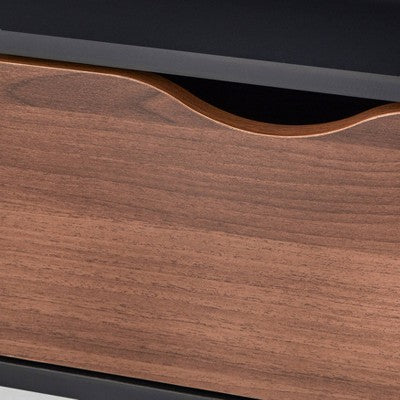  Sundal 2-Drawer TV Stand For TVs Up To 70" With Open Compartments Black/Walnut - Buylateral