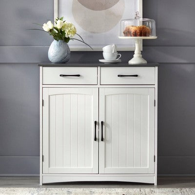  Dalton 2 Door Buffet Cabinet White/Charcoal Gray - Buylateral
