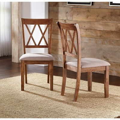  Set Of 2 Roma Cross Back Dining Chairs Driftwood - Buylateral