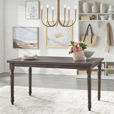  60" Burntwood Wide Rectangular Dining Table Weathered Gray - Buylateral