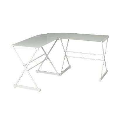  L Shaped Tempered Glass Desk - Buylateral