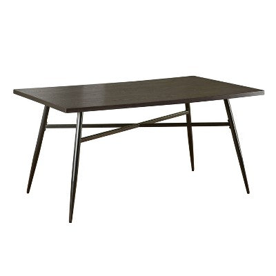  7pc Milo Rectangular Wood With Metal Fram Dining Set Black/Espresso Brown - Buylateral