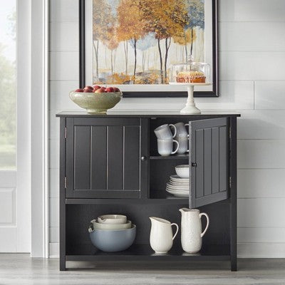  Hanover Buffet With Shelf Black - Buylateral