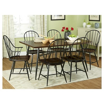  Milo Rectangular Wood With Metal Frame Dining Table Black/Espresso Brown - Buylateral
