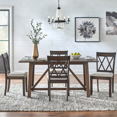  Davidson Modern Rectangular Farmhouse Dining Table Rustic Brown - Buylateral