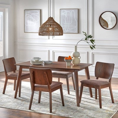  Buylateral Set Of 2 Bernard Curved Panel Back Corduroy Seat Dining Chairs Walnut: Rubberwood Frame, Polyester Upholstery, Spot Clean