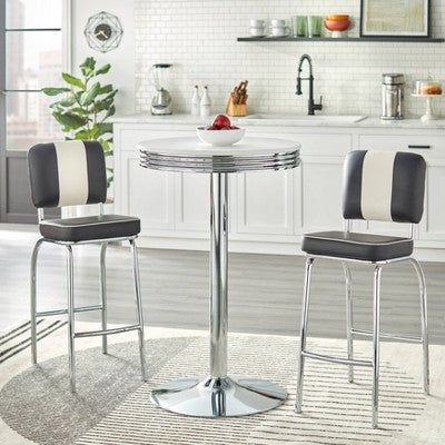  Raleigh Retro Bar Height Pub Dining Table White/Chrome - Buylateral