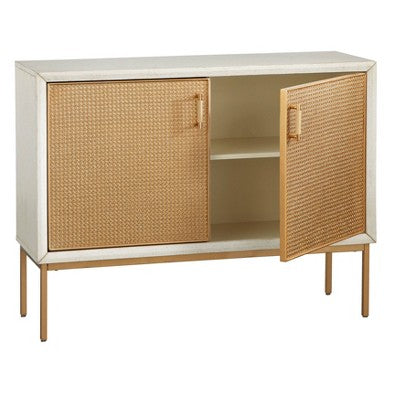  Lati Rattan Door Buffet Antique White/Natural - Buylateral