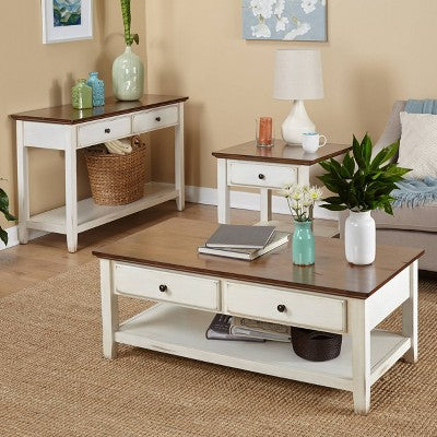  Charleston End Table Off White/Chestnut - Buylateral