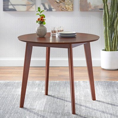  Buylateral Tania Mid Century Modern Round Dining Table Walnut: Mid-Century Modern, Beech Wood Legs, Seats 4