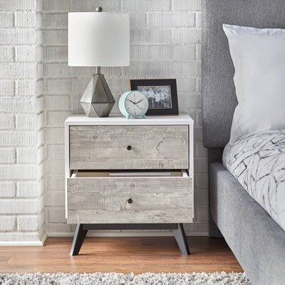  Crislana Mid-Century Nightstand White/Weathered Gray - Buylateral