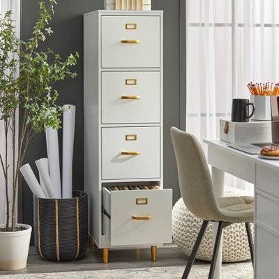  Dixie 4 Drawer Filing Cabinet White - Buylateral