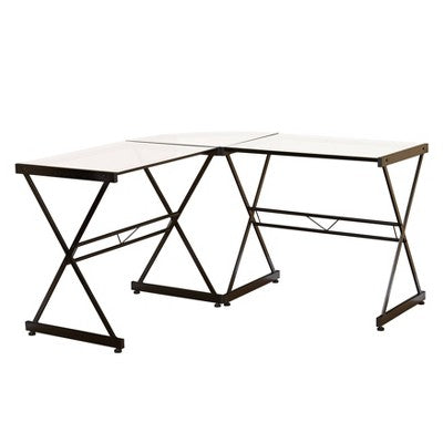  L Shaped Tempered Glass Desk - Buylateral