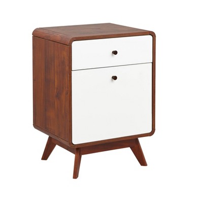  Cassie 2 Drawer File Cabinet White/Walnut - Buylateral