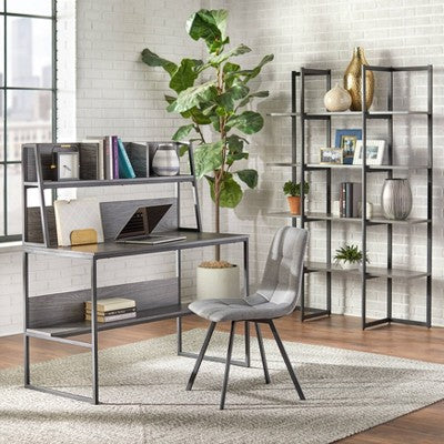  Vermillion Desk With Hutch Black/Gray - Buylateral