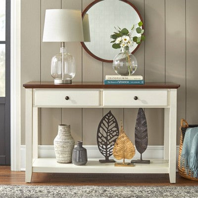  Charleston Sofa Table Off White/Chestnut - Buylateral
