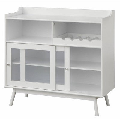  Dublin Bar Cabinet With Sliding Glass Doors White - Buylateral