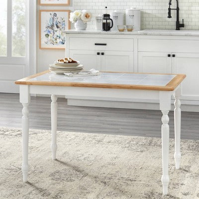  Tara Tile Top Dining Table White/Natural - Buylateral