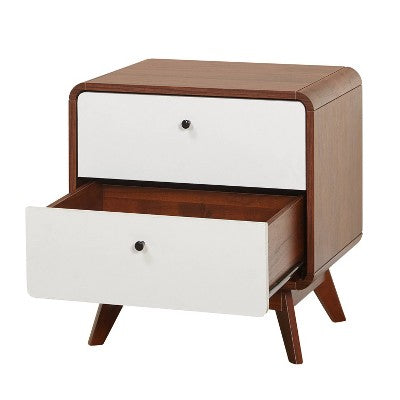  Cassie Mid-Century Modern Nightstand Walnut/White - Buylateral