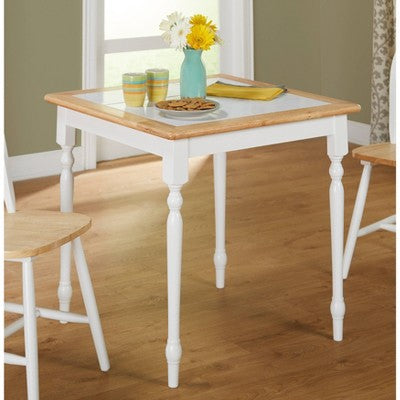  3pc Chester Tile Top Dining Set White/Natural - Buylateral